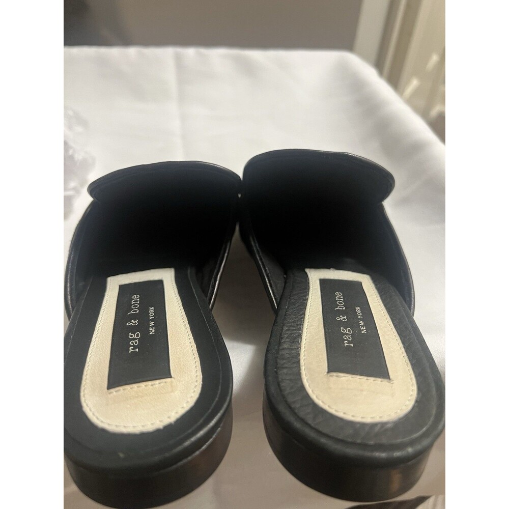Rag & Bone Savoy Black Suede Leather Loafer Mules Slides Size 38 US 7.5 Italy - Picture 5 of 8